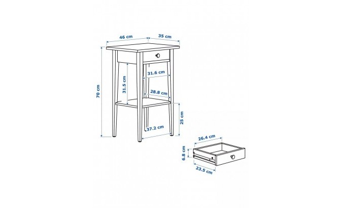 Тумба прикроватная Кантри 01 массив сосны (HEMNES)